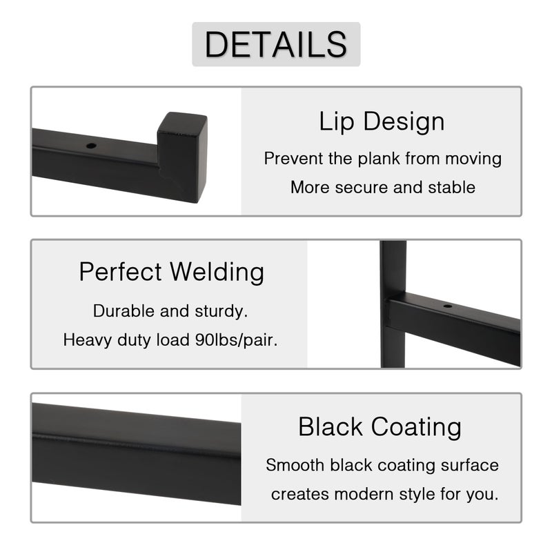 OVOV 2 Pcs Steel Heavy Duty Shelf Brackets Wall Mounted Industrial Metal Shelf Supports Matte Black 10 Inches - Image 5